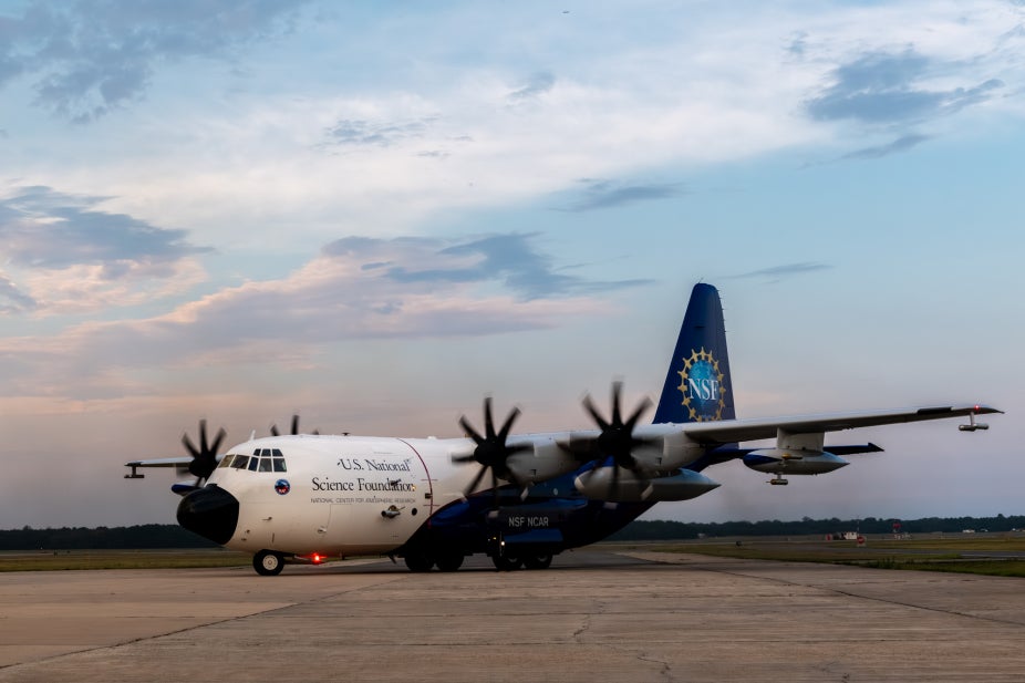 The NSF NCAR C-130 research aircraft.