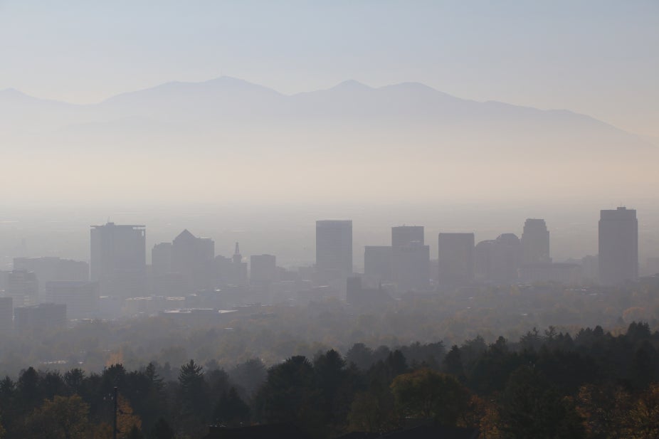 Smoggy Salt Lake City skyline
