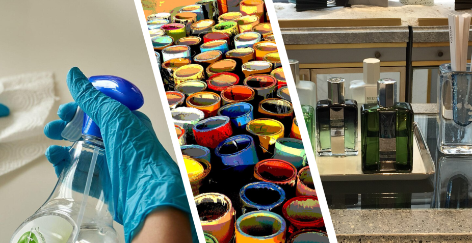 Some sources of air pollution: spray cleaners, paint, and perfumes