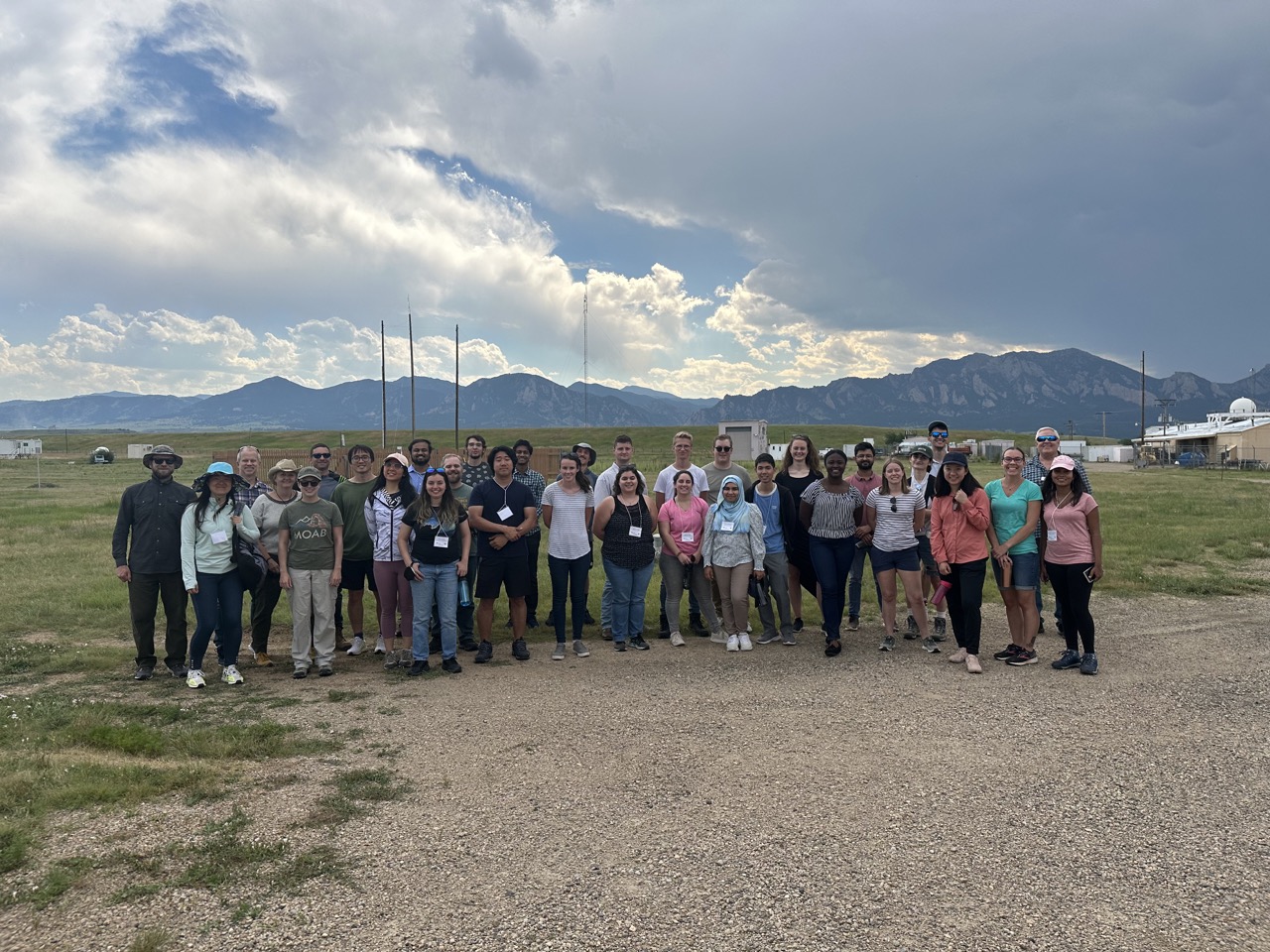 group photo of 2023 colloquium students and some organizers at the NCAR Marshall Site