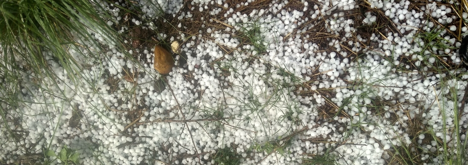 Large hailstones on the ground in central Argentina.
