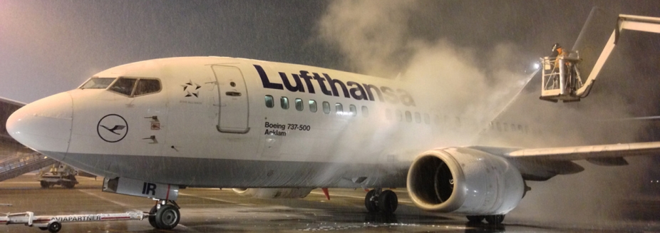 An airplane being deiced