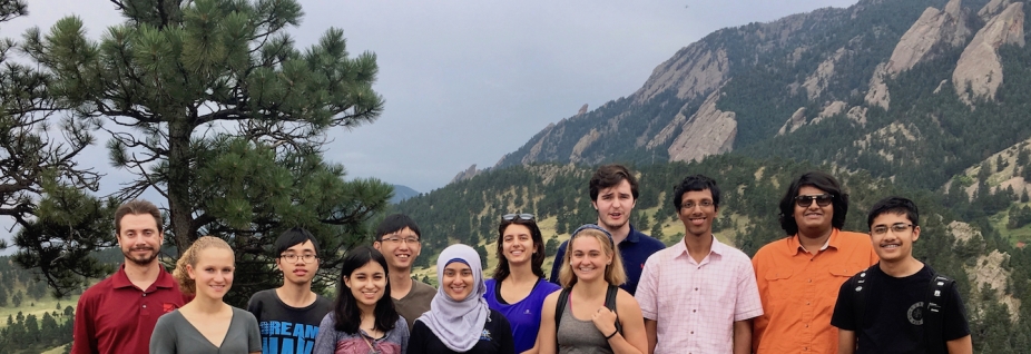 NCAR summer interns standing in a group outside the Mesa Lab.