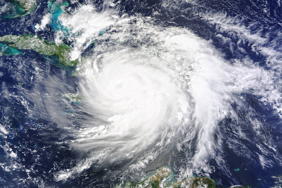 An aerial view of a hurricane