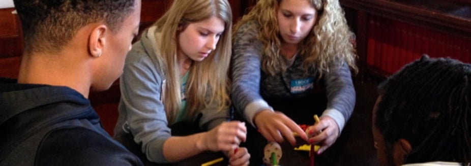 REU students in an ice-breaker activity