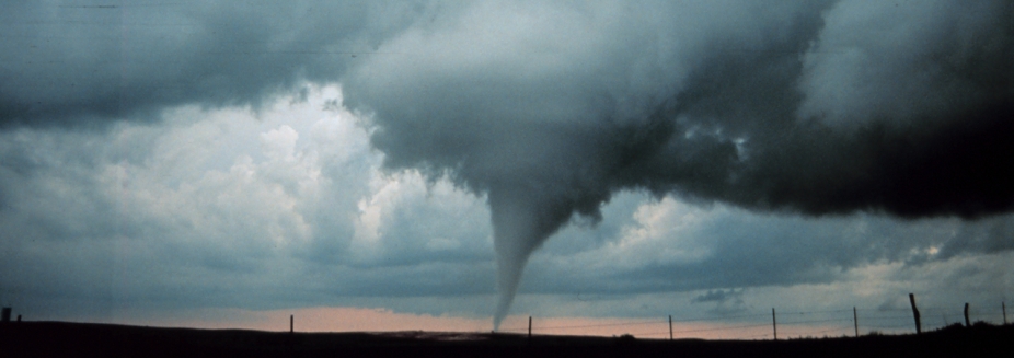 A tornado touches down in a field in Oklahoma