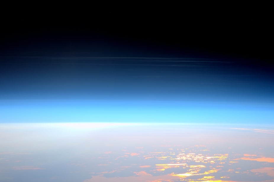 Layers of the thermosphere and atmosphere from Earth transitioning into space