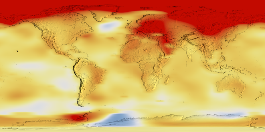 Graphic showing rolling average per year of surface temperature change