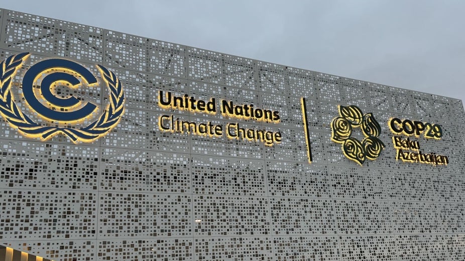 Ornate United Nations Climate Change sign