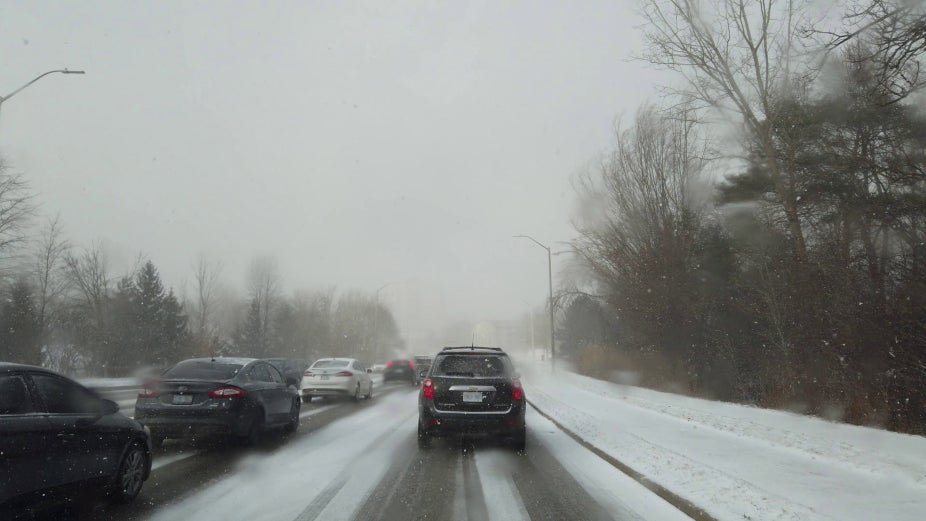Traffic on a snowy road