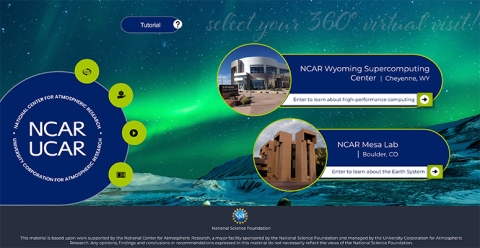 Landing page for the NCAR 360 Virtual Visits
