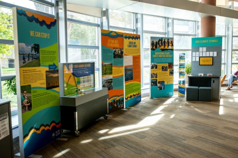 Panels and interactives of the Traveling Climate Exhibit