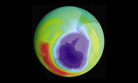 A visualization of the hole in the ozone layer