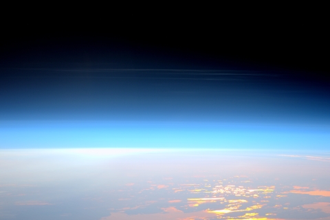Layers of the thermosphere and atmosphere from Earth transitioning into space