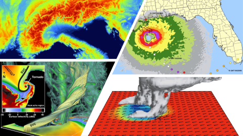 A composite of four images created using the WRF model