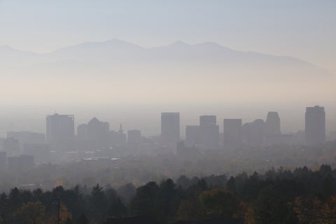 Smoggy Salt Lake City skyline