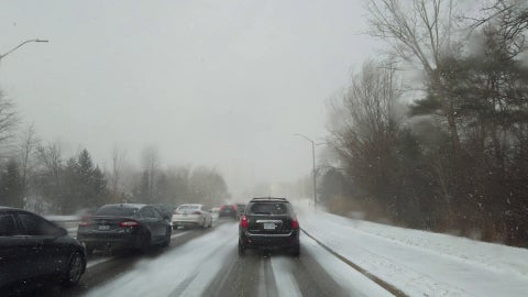 Traffic on a snowy road