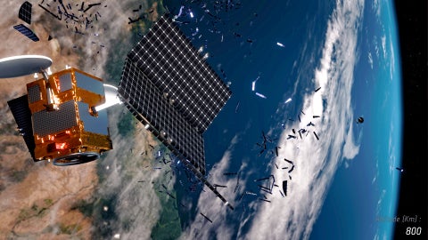 Satellite debris in Earth's orbit